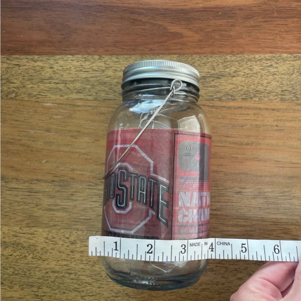 Ohio State Buckeyes Glass Light-Up Mason Jar with Handle